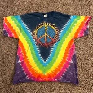 Liquid Blue Peace Amoeba Tie-Dye T-Shirt 2012 y2k vintage